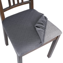 SearchI Seat Covers for Dining Chairs, 4 Pack Stretchable Removable Dining Room Chair Seat Covers, Kitchen Chair Seat Covers Protectors(Grey Rhombus)