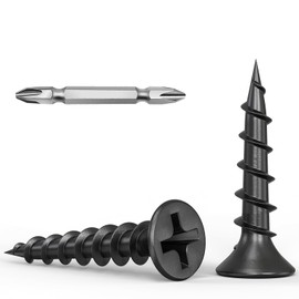 Wavanta 3.9 x 20mm Drywall Screws Coarse Thread Black Phosphate Bugle Head Phillips Drive with Bit, Black Wood Screws for Drywall Sheetrock, Wood and Furniture, Pack of 200