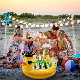 Bencailor Duck Inflatable Cooler Inflatable Drink Holder Blow up Floating Ice Chest Reusable Duck Party Decoration for Summer Holiday Birthday Decor Supplies, 31.5 x 23.6 Inch