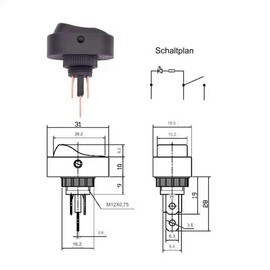 ASW-20D-G Car Rocker Switch 12 V 20 A with Green LED, Hole Mounting, On/Off 2 Positions 3-Pin for Cars, Trucks, Boats