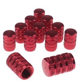 Nihfien Tire Valve Stem Cap with Plastic Lining Corrosion Resistant Leakproof, Universal Valve Stem Covers Anodized Aluminum Tire Cap Set for Cars, Trucks, Motorcycles, SUV and Bicycles 12 PCS (Red)