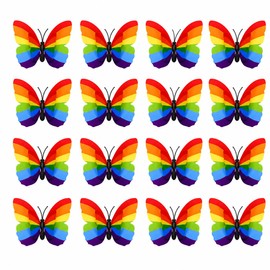 16 Pcs Rainbow Butterfly Hair Clips, Gay Pride 3D Hair Accessories for Women Men, Pride Day Parades Celebrations Decorations Party Costumes