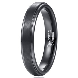 083 Base Men's Ring, Tungsten, Matte Line, Side Cut, Width: 0.2 inch (6 mm), Silver, Vacuum Plated, Metal