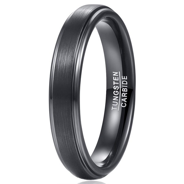 083 Base Men's Ring, Tungsten, Matte Line, Side Cut, Width:
