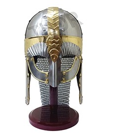 THOR INSTRUMENTS Medieval Viking Battle Ready Chain Mail Armor Mask Helmet W/Stand Rustic Vintage Home Decor Gifts