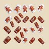 Christmas Press On Nails Square Short Fake Nails Brown Acrylic