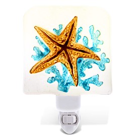 CoTa Global Sea Starfish Glass Plug in Night Light Energy Efficient Nightlight Wall Decorative Manual On Off Switch Incandescent Portable Lights for Stairways Bedroom Kitchen Hallways Bathroom