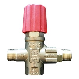 B E Pressure 85.300.003 VR54 Unloader, Inlet : 3/8" MNPT, Outlet : 3/8" MNPT, Bypass : 3/8" FNPT, 2900 psi, 8.0 GPM, 194 Degree F Temperature, Red/Brass