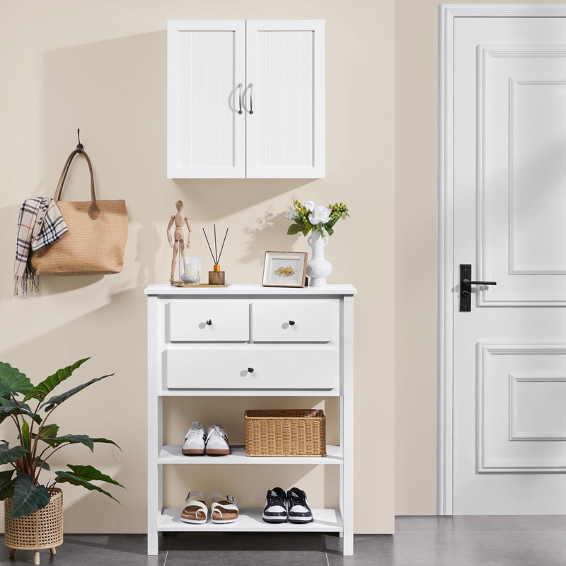Yaheetech Bathroom Wall Cabinet, Kitchen Storage Cupboard Cabinet with 2