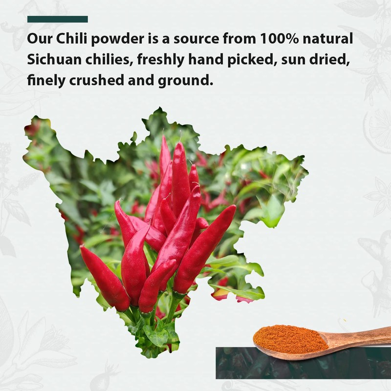 Soeos Premium Sichuan Chili Powder 8oz(226g),All Natural,Asian Chili Powder,Savory Spicy