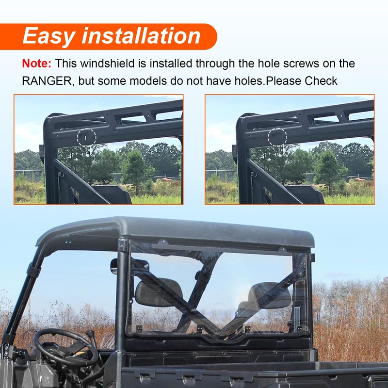 Rear Windshield replacement for Polaris ranger xp 1000/ crew 2017-2025,xp