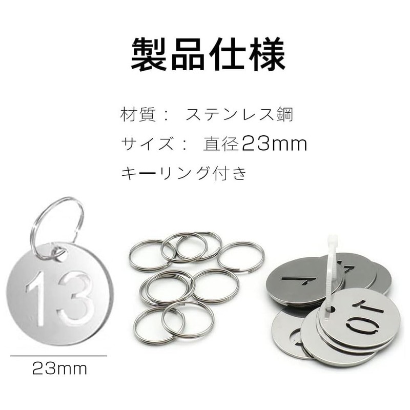 LIKENNY Door Number Tag (20mm/Stainless Steel) Key Number Tag Cloak