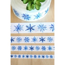 Unbranded 3/8, 5/8, 7/8 & 1.5” (1 YD) Snowflake Grosgrain Ribbon Christmas Snowflakes - 7/8 inch