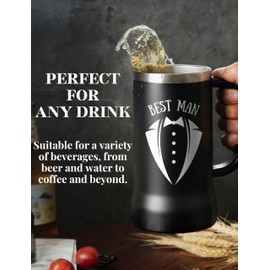 Onebttl Best Man Gifts from Groom and Bride, Stainless Steel Beer Stein Tumbler, 24oz Beer Mug with Lid for Wedding, Proposal