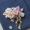 12mm / 0.47" Tiny Satin Fabric Flowers with Faux Pearls,