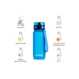 Meteor Water Bottle Children Leak-Proof Water Bottle School Nursery Sports Bottle Men's Fruit Bottle Quick Water Flow Children's Bottle Camping Women's Water Bottle, blue, 650ml