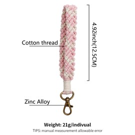 XGALBLA Heart Macrame Keychain Bohemia Handmade Wristlet Bracelet Keychain Wrist Lanyard Handmade Cross Weave Exquisite Holder for Women girl Valentine's Day(Pink)