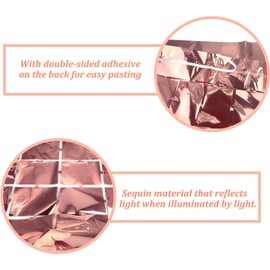 Andiker 4Pcs Silver Party Curtain Sets, 2 Square Foil Curtain Backdrop with 1 Roll of Ribbon and 1 Spare Tape Gorgeous Metallic Fringe Backdrop Curtains Large Curtains for Party Decoration (Rose)