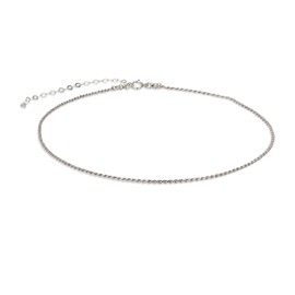 Annika Bella Sterling Silver Chain Choker Necklace, Length 13-16 Inches, Minimalist Layering Chokers, Water-proof, 925 Adjustable Short Necklaces for Women and Teens (Rope Chain)
