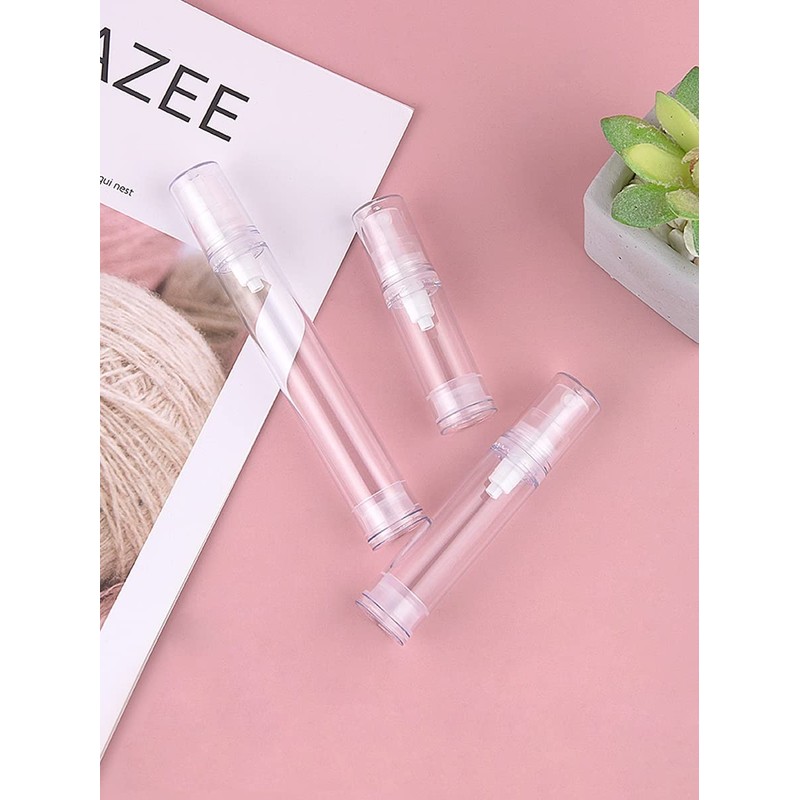 12 Jars 10ml Clear Airless Pump Bottle Cream Lotion Vacuum