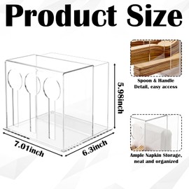 Vesici 1 Pcs Plastic Utensil Dispenser Acrylic Utensil Holder Cutlery Holder for Napkins Silverware Organizer Fork Dispenser Cutlery Organizer for Kitchen and Restaurant(3 Compartment)