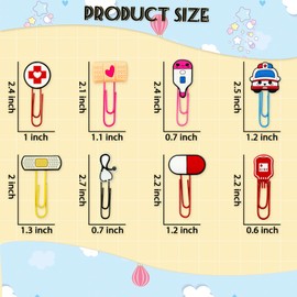 60 pcs Nursing Book Clip Cute Bookmarks Cartoon Bulk Bookmarks with Colorful Paperclip for Nursing School Student Essentials for Nursing School Gifts. (Colorful)