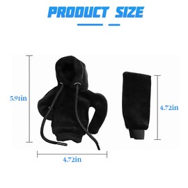 FALVFUN Car Gear Shift Hoodie & Handle Cover, Fashionable Vehicle Handbrake Gear Shift Knob Cover, Cute Auto Interior Gadgets Decor Accessories, Universal for SUV Sedan Truck (Black)