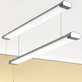 120W LED Shop Light Linkable, 15600 LM 5000K Linear High Bay/Low Bay Lighting Fixture 120V with US Plug Cable, Pull Chain for Garage Workshops Basements Hanging or FlushMount - 2 Pack ETL Listed