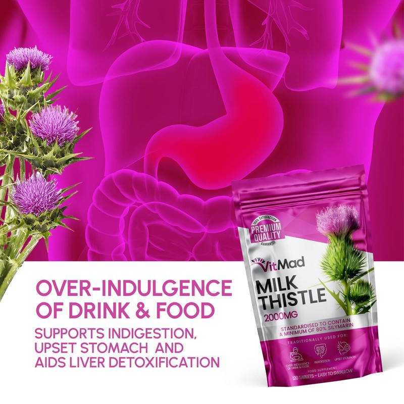 Milk Thistle Tablets - 80% Silymarin High Strength 2000mg 120