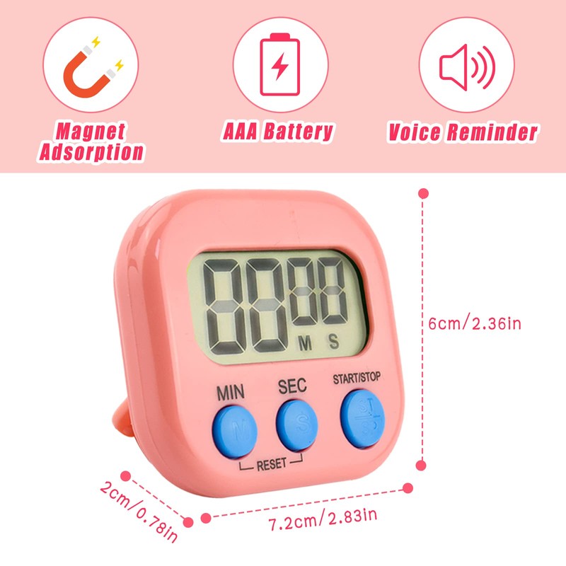 4Pcs Kitchen Timer, Kikuo Digital Timer, Big Digit Magnetic Clock,