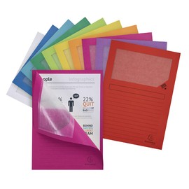 Exacompta 50250E Pack of 25 Window Folders Super PEFC Certified Cardboard 160 g/m² Practical and Robust for DIN A4 Assorted Colours Document Folder