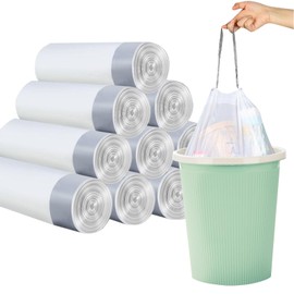 150 Counts Drawstring Bin Bags, 12L White Bin Bag Liners, Tear Resistant Everyday Refuse Sack, Unscented Garbage Bags For Bedroom, Bathroom, Office, Mini Trash Can & Small Bins Rubbish Bags, 45x50cm