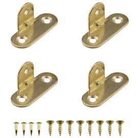 ZZHXSM 4PCS Right Angle Pure Copper Corner Bracket L-Shape Vertical Flat Corner Brace Plate Support L Shape Bracket Joint, Gold