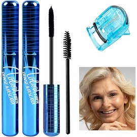 Mascara for Older Women 60 Plus Sensitive Eyes, Mascara for Older Women 50 Plus Hypoallergenic, Mascara for Seniors with Thinning Eyelashes Waterproof Mascara Black Volume and Length (2pcs)
