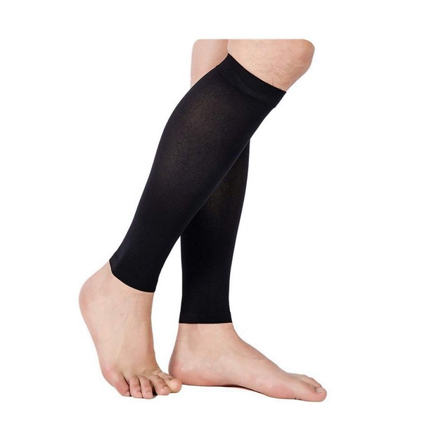 Presadee Kid’s Edition Shin Leg Calf 15-20 mmHg Med Compression Support Active Gym Running Sports Sleeve (Black, 2XL)
