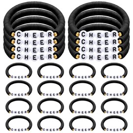 Landical 24 Pcs Cheerleader Gifts Stackable Clay Bead Cheer Bracelets Y2k Heishi Surfer Friendship Bracelets for Girls(Black)