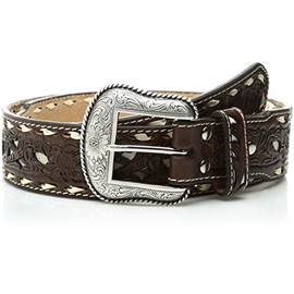 Nocona Belt Co. Men's Nocona Brown Tope Inlay Buck Taper Belt, 32