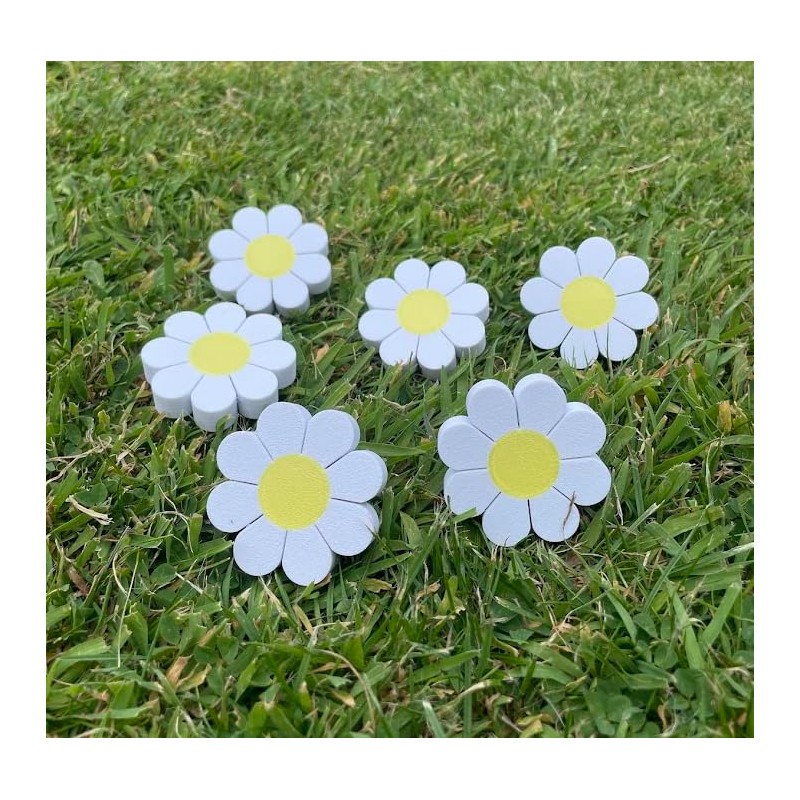 6-Pack Daisy Flower Drawer Knobs – White & Yellow Decorative