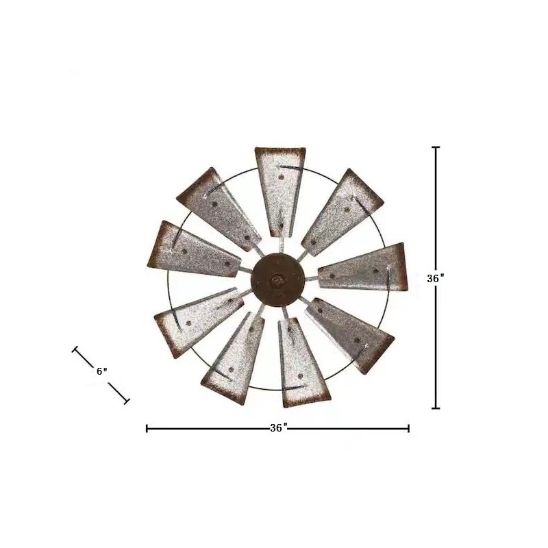 Nightclawing Rustic Metal Windmill Wall Decor, 36 x 36 inches,
