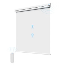 JaeJaes Motorized Roller Shades with Remote Control, Blackout Smart Shades for Windows, Electric Shades for Indoor Windows Home and Office, White, 29" W x 72" H