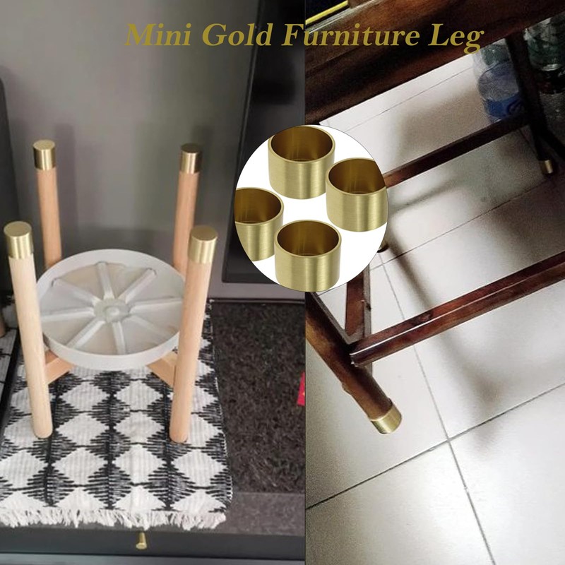 FarBoat 4pcs 1-inch Mini Gold Furniture Leg Bottom Cover Brass