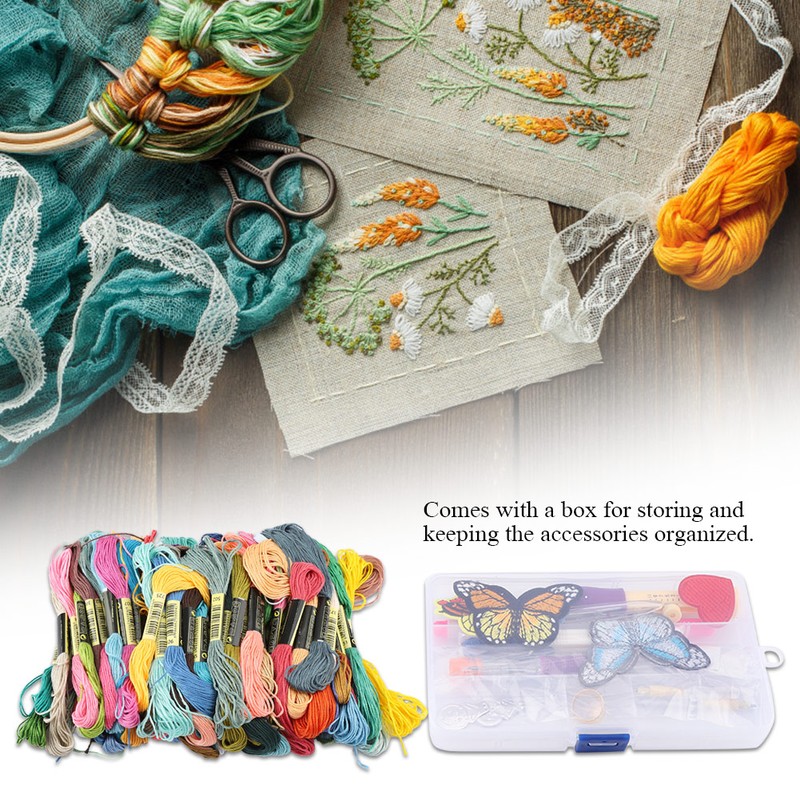 100Pcs/Set DIY Crafts Colorful Threads Embroidery Pen Punch Needle Kit