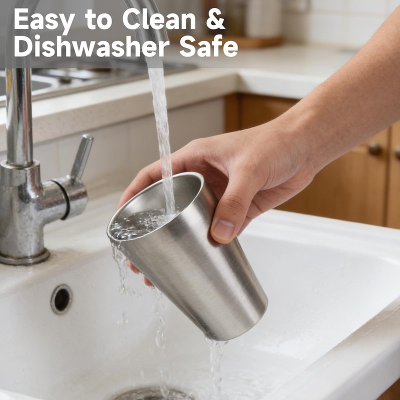 6PCS Stainless Steel Cups 16 oz, Double Wall Vacuum Insulated