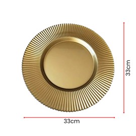 WedDecor Round Charger Plates Centerpiece Polypropylene Presentation Plate Set Dinner Table Decorations Weddings Banquets Christmas Dining Parties Tableware, Plain Gold, 33cm, 1pc