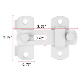 INIRET 8 Packs Barn Door Latches，2.75” x 2.02” Matte White Stainless Steel barn gate flip Door Latch Bi-fold Door Lock,Sliding Door Lock Gate Latches Wine Cabinet Closet Door Latches，White Finish