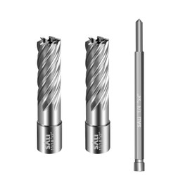 SALI 2 pcs Annular Cutter Diameter 11/16 Inch with Weldon Shank 3/4" (with 2 Flats) Cutting Depth 2" Mag Drill Bit for Magnetic Drill Press HSS Fully Ground Drill with One 1/4"*4" Pilot Pin