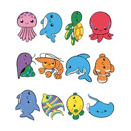 TOZBLEU Diamond Painting Children - 12 Pieces Cartoon Diamond Painting Stickers, DIY Diamond Sticker Kit, Diamond Painting Anime, Gifts for Boys and Girls