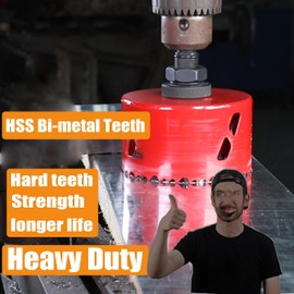 WOWSUPM 6-3/8 Inch Deep HSS Bi Metal Hole Saw Cutter with Arbor Cutting Depth 2.1” for Metal Thick Wood PVC Drywall Aluminum Big Slot New Sharp Teeth Heavy Duty Hole Saw Bit