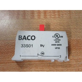 BACO CONTROLS 33S01 Contact Block, 3 AMPS, 240 VAC, 6 AMPS, 1 NC, 120 VAC, Screw Terminal