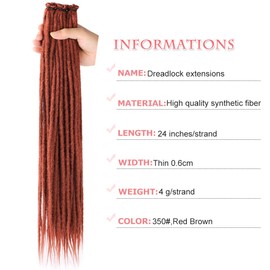DAIRESS 24 Inch 20strands/pack Synthetic Dreadlocks Extensions Thin 0.6cm Soft Reggae Hair Hip-Hop Style Dread Extensions Long Crochet Braids For Hippie Dread locks Hair(24Inch 20strands, 350)